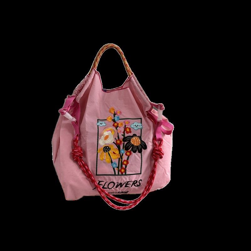 10月新款日系刺绣环保购物手提袋尼龙大容量单肩斜挎包包女,收纳整理,购物袋/环保袋/帆布袋,淘宝优惠券,粉丝福利购,淘宝优惠卷