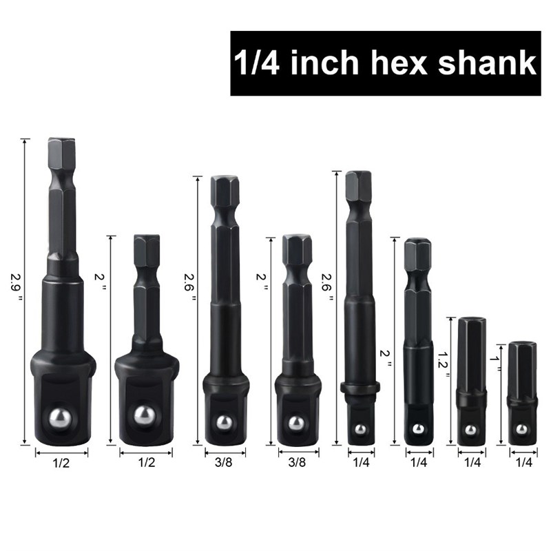 8Pcs/lot Socket Bit Adapter Set Hex Impact Drill Bits Driver