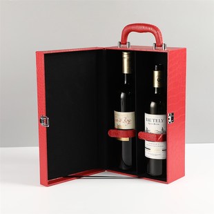 盒 红酒礼盒厂家直销空盒红酒箱葡萄酒盒皮盒单支双支V红酒包装