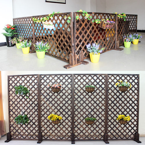 防腐木栅栏网格爬藤花架户外庭院花园围栏阳台植S物墙壁挂装饰i.