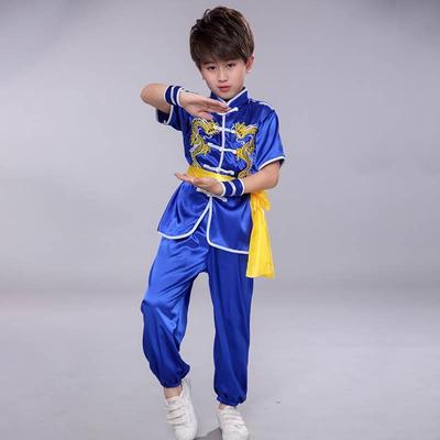 l童武术b服装表演幼儿园男童舞龙功夫练武服练打太极幼儿功演