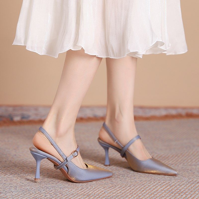 细跟高跟鞋包头一字带凉鞋女2024新款夏季外穿精致凉拖鞋大码女鞋,女鞋,一字带凉鞋,淘宝优惠券,粉丝福利购,淘宝优惠卷