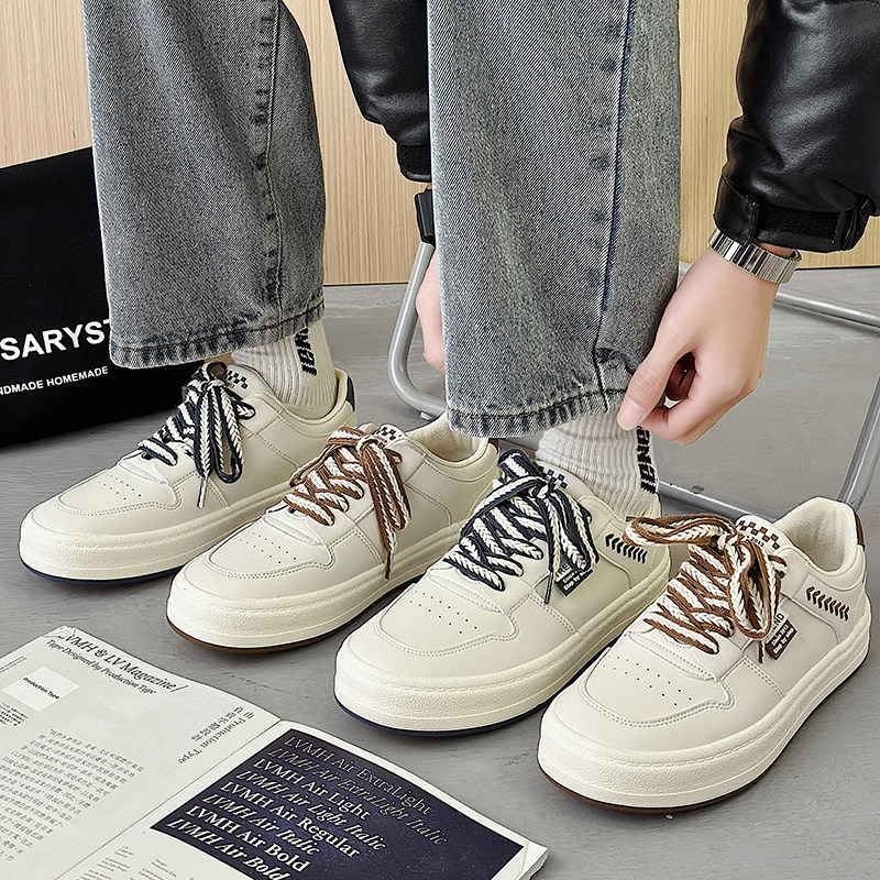 2023春夏透气低帮皮面小白鞋男韩版潮流百搭简约小众板鞋青少年鞋,流行男鞋,休闲板鞋,淘宝优惠券,粉丝福利购,淘宝优惠卷