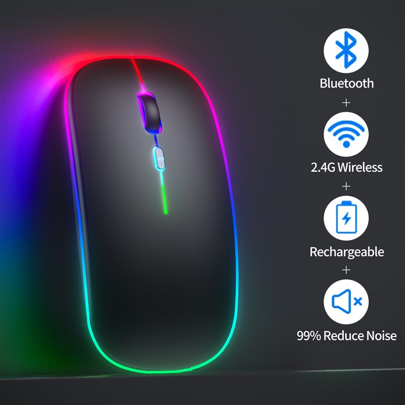 极速Wireless Mouse Computer RGB Bluetooth Mouse Slient Rech