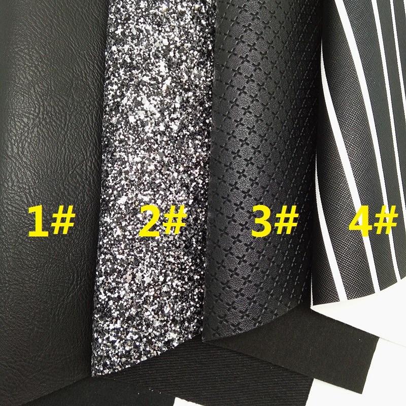 BLACK Glitter Fabric, Weaving Synthetic Leather, Stripes Pri