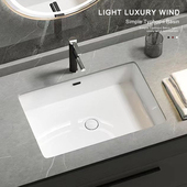 大容量台下盆嵌入式 方形平底洗手盆家用阳台卫生间小尺寸洗脸现货