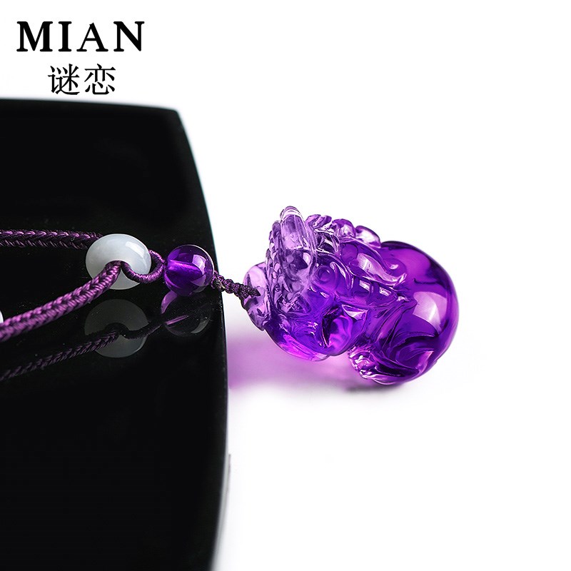 【稀有老矿】高品天然紫水晶貔貅吊坠R女本命年水晶挂件