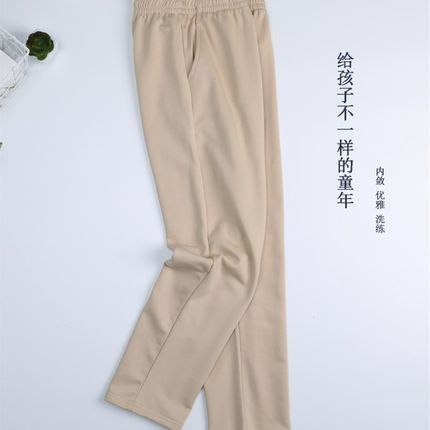 小学生校服裤子卡其色儿童运动裤男童直筒K长裤女童卫裤春秋加绒