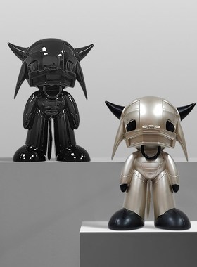 样板间电镀机械人桌面摆件科技感现代创意卡通人物树脂艺术装饰品