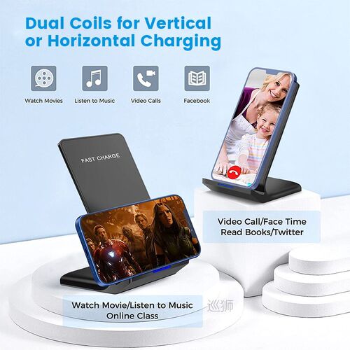 30W Qi Wireless Charger Stand Fast Charging Dock Station For