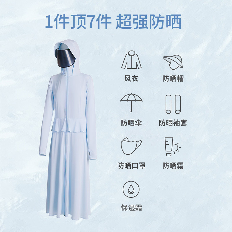 现货两件套防晒衣女春夏季防紫外C线长款户外全防护冰丝透气全身