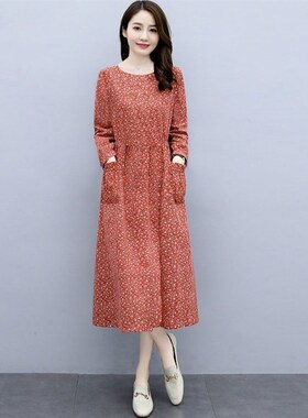 含棉2023夏女装长/短袖连衣裙民族风气质显瘦妈妈大码碎花中长裙