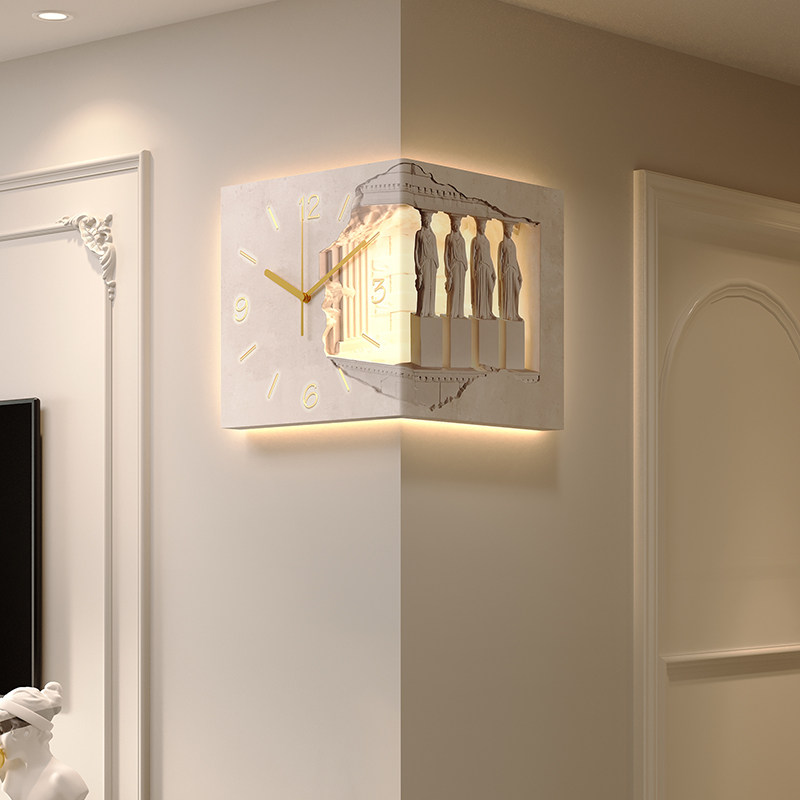 奶油风钟表挂画高级感客厅电视背景墙装饰画时钟走廊拐角墙面壁画,家居饰品,现代装饰画,淘宝优惠券,粉丝福利购,淘宝优惠卷