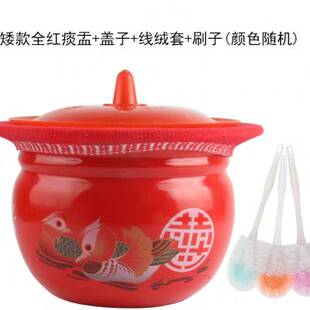 老式加厚搪瓷痰盂矮痰桶小孩搪瓷E尿盆老人坐便器尿桶配盖垫刷