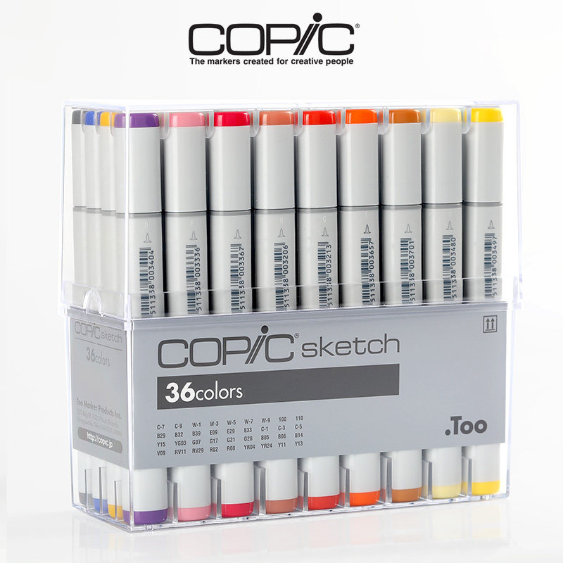 日本copic酷笔客二代 sketch 24 36 72色软头s酒精漫画设计马克笔