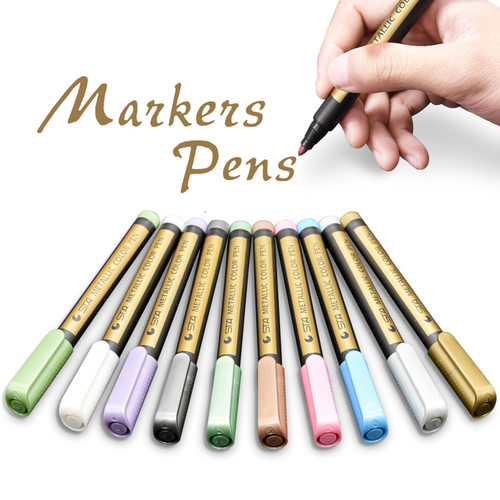现货10 colors metmallic marker pens Set DIY Scrapbooking Art