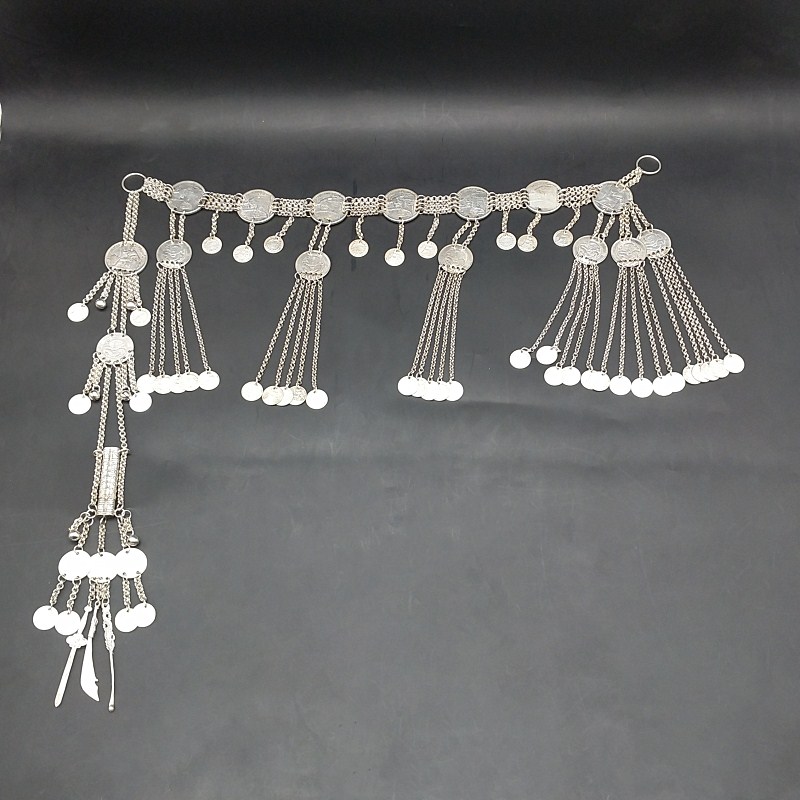 少数民族苗侗寨民k族风复古手工苗银长款项链毛衣链多用途针筒腰