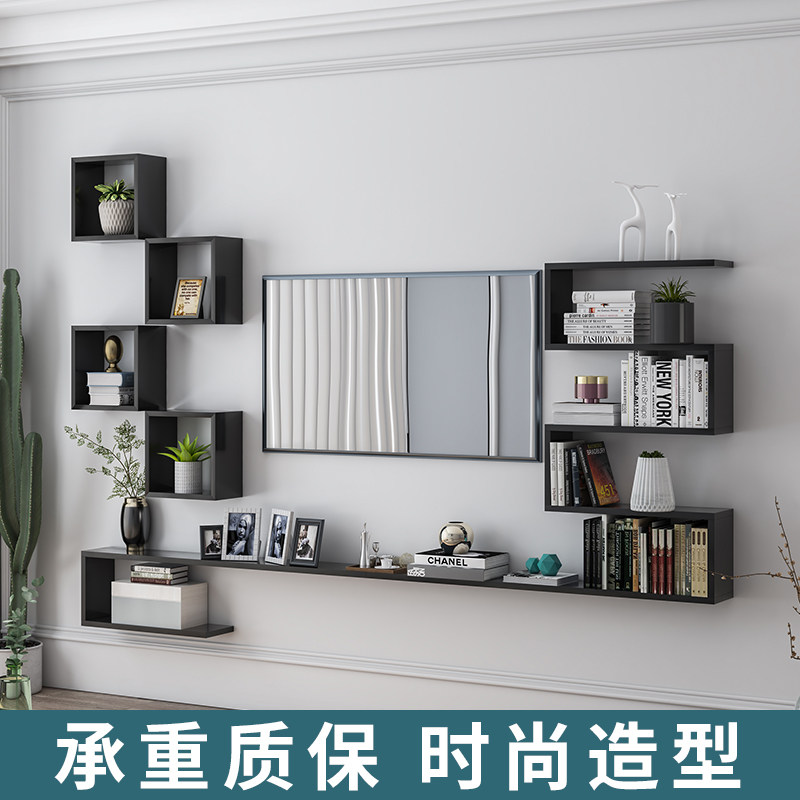 墙上置物架壁挂客厅背景墙装饰架子电视墙收纳架小户型电视柜悬空