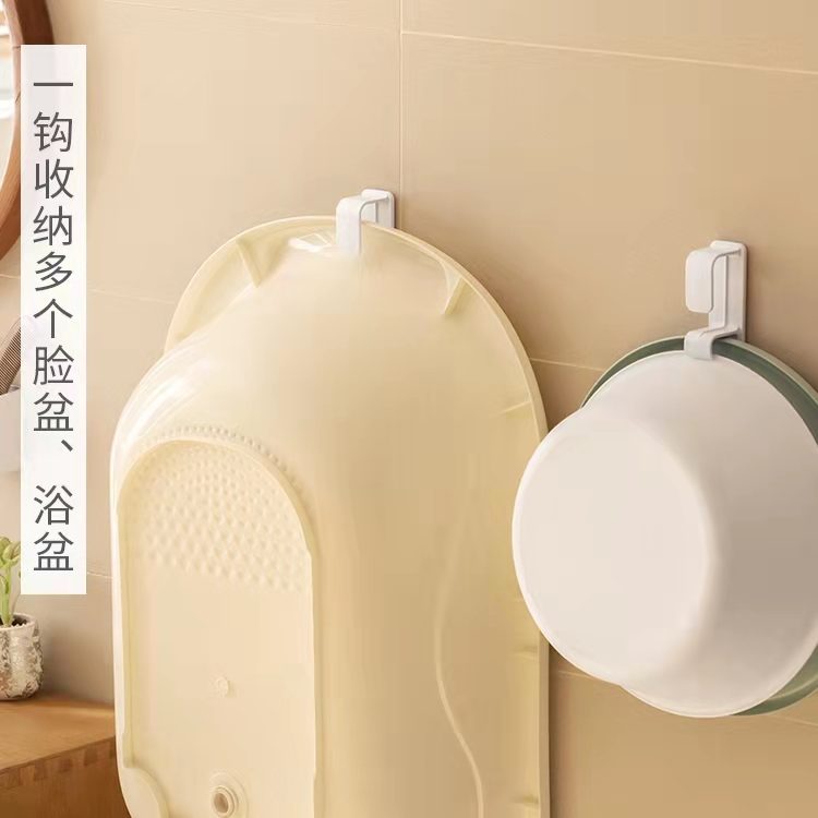免打孔脸盆挂钩浴室卫生间置物架壁挂式上墙儿童浴盆X收纳大号粘图片