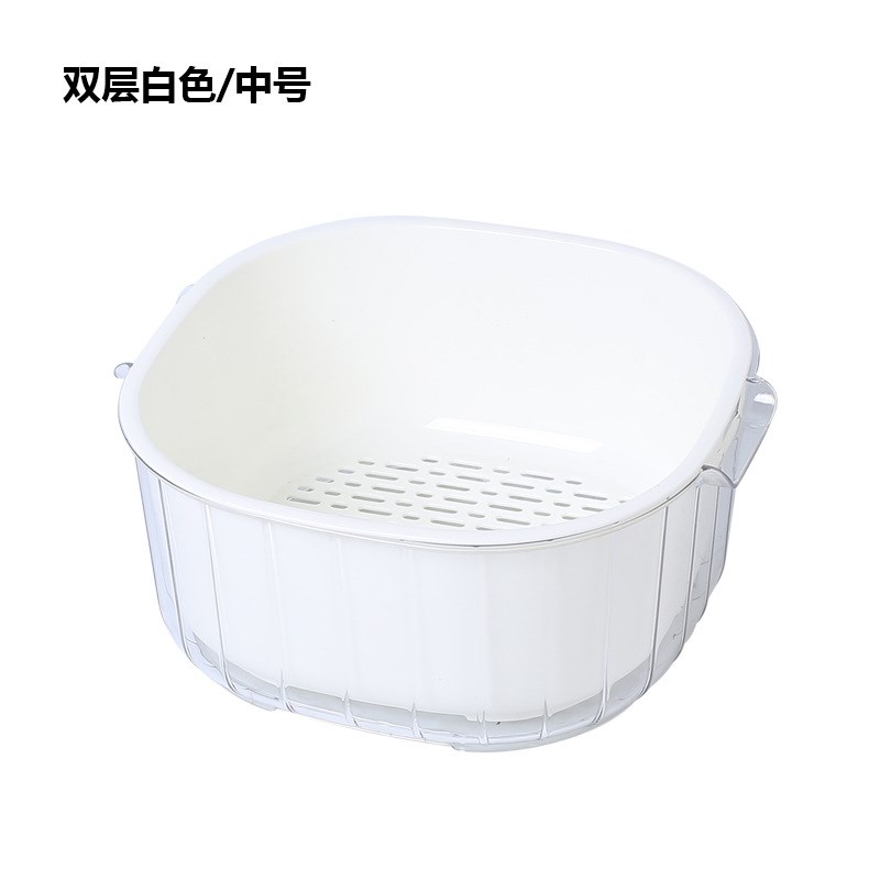 小众高货网红双层蔬果沥水篮 厨房水果蔬菜洗菜筐篮子双耳提手塑