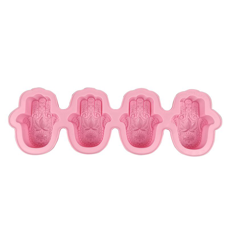 4 Cavities Lotus in the Palm Silicone Candle Soap Hands Mold