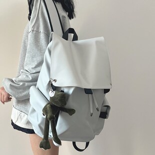 美式书包女大学生纯高中生校园翻盖牛津布旅行防水背包男生双肩包