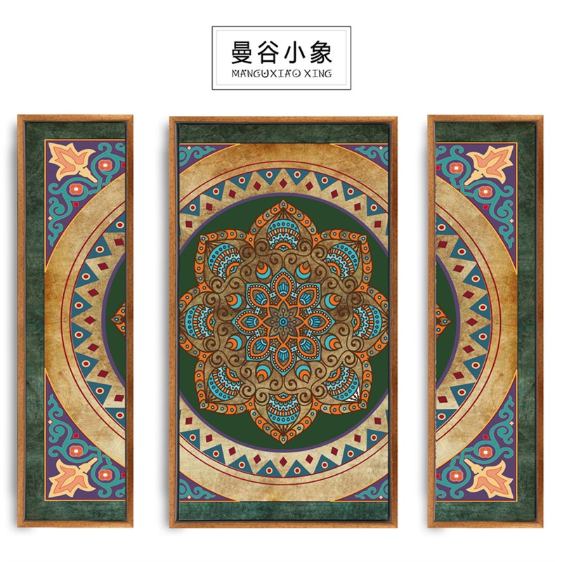 东南亚泰式曼谷小象装饰画瑜伽馆印度壁画客厅卧室民族风大象挂画图片