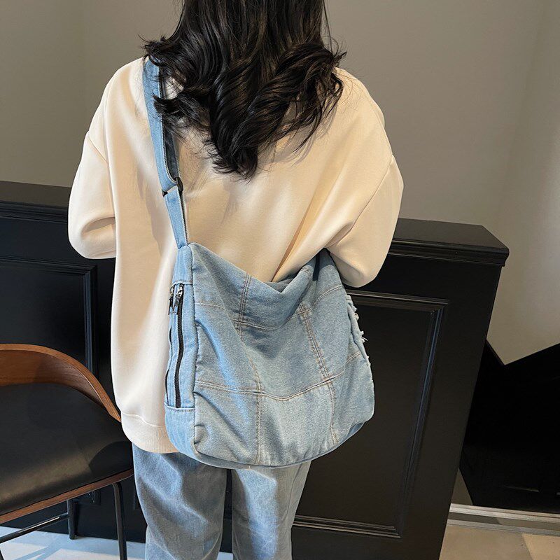 2.22花曦家新品  牛仔布单肩斜挎包女2025韩版森系挎包大学生包袋