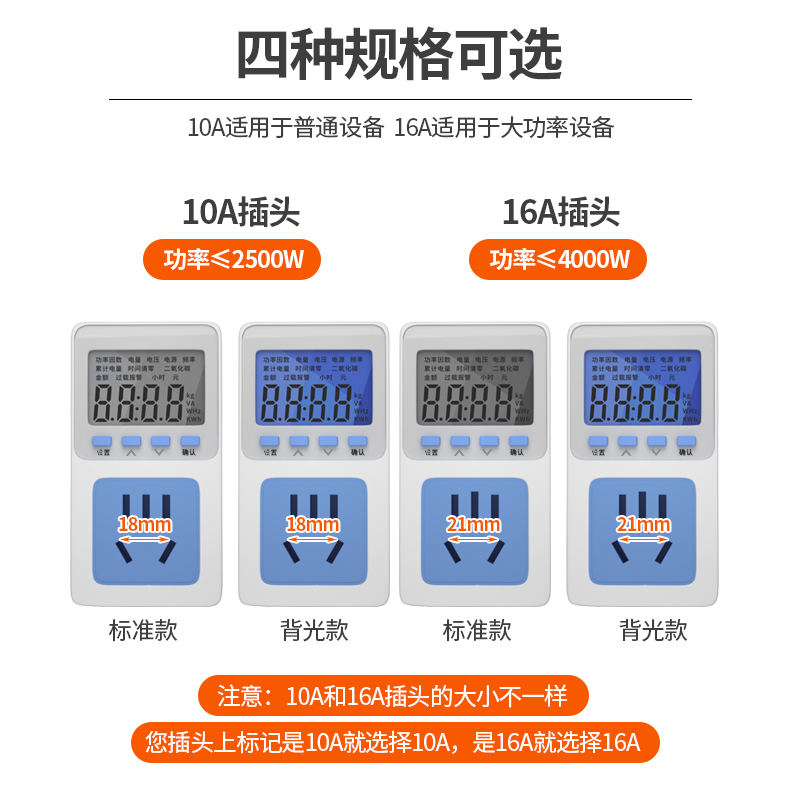 新品电量计量插座功率测用电量监测显示空调功耗测试仪电费电表计