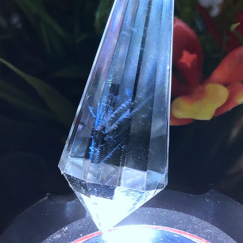 天然蓝针白水晶灵摆吊坠r单尖男女款项坠挂饰天使之泪晶石生日礼