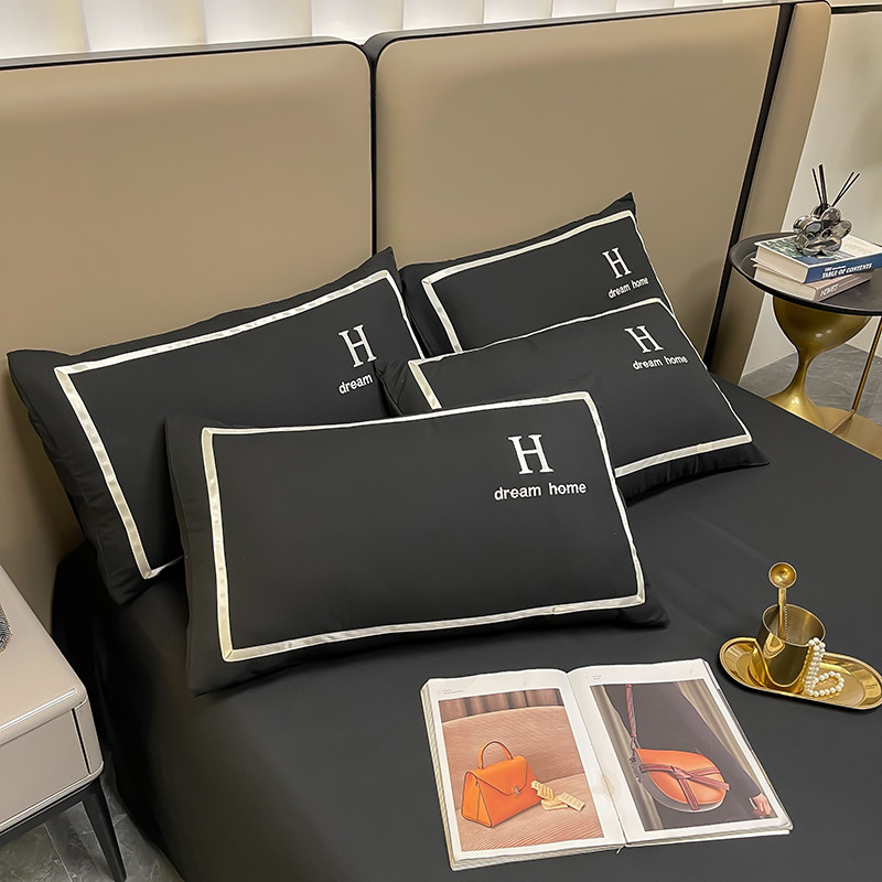 北欧风简约四件套水洗棉磨毛亲肤裸睡刺绣被套牀单牀笠款牀上用品,床上用品,学生床品套件,淘宝优惠券,粉丝福利购,淘宝优惠卷