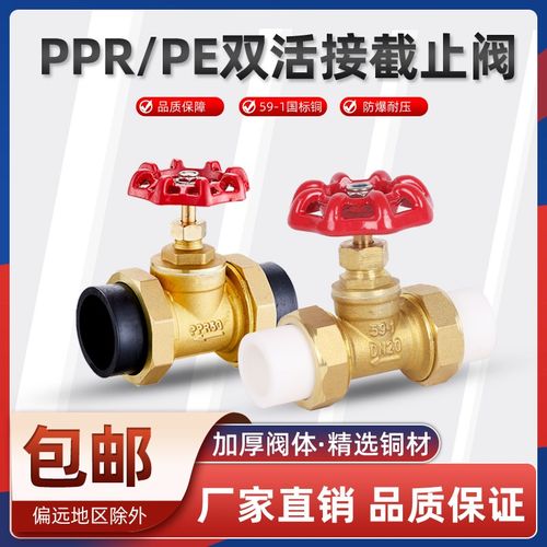 热熔PP双活R接铜截止阀PE水截门闸阀4分6分自来水管阀门开关配件