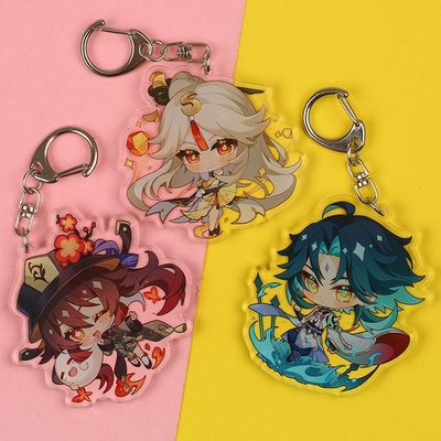 极速2021 Anime Keychain Genshin Impact Venti Hutao Zhongli D