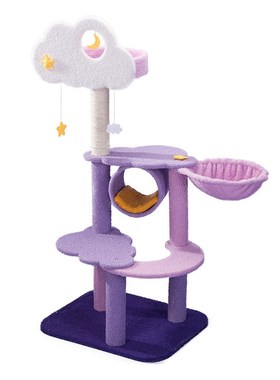 紫色猫树一体抓柱猫窝大型猫塔猫抓板玩具跳台别墅猫咪用品猫爬架