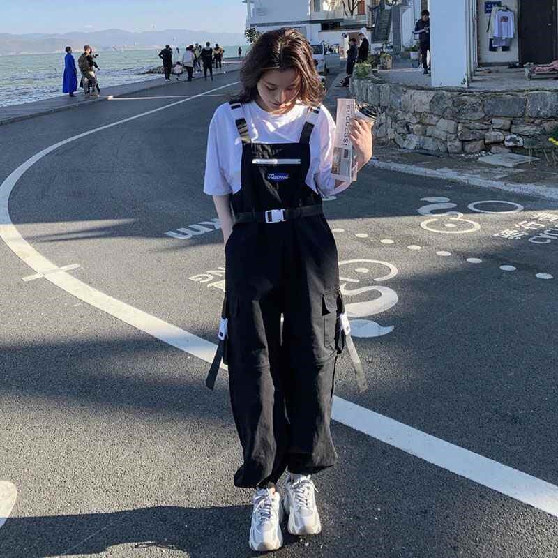 【折扣价】高品质背带裤女学生直筒阔腿裤韩版可拆卸工装裤宽松休