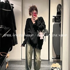 4PRIL 颜色版型都很爱!水洗复古蓝牛仔裤女冬季休闲阔腿裤长裤子