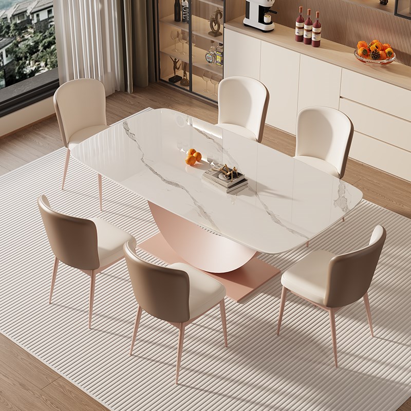岩板餐桌轻奢现代简约家用小户型餐桌椅组合长方形吃饭桌2024新款