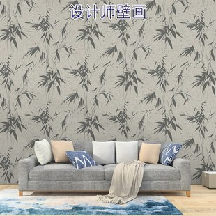 新中式竹子墙布手绘宋代美学高级感壁纸卧室客厅电视背景墙定制画