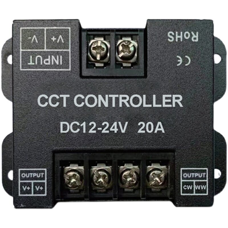 LED双色温CCT灯带家用开关冷暖切换变色12V24V无频闪20A控制器