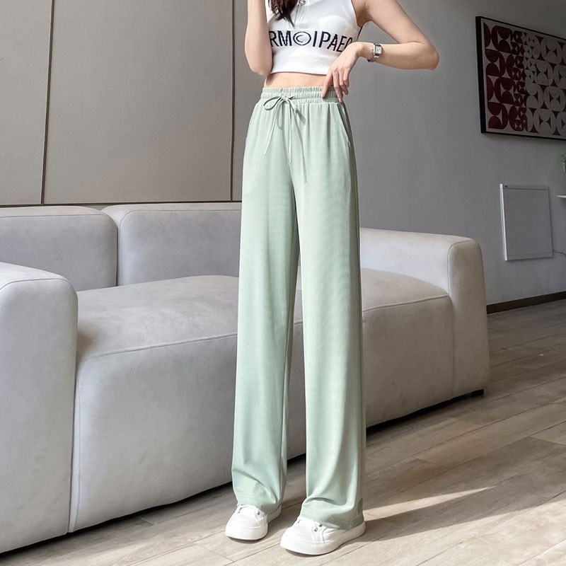 冰丝超长裤子女高个子175加长款C180夏季薄款直筒阔腿运动休闲裤