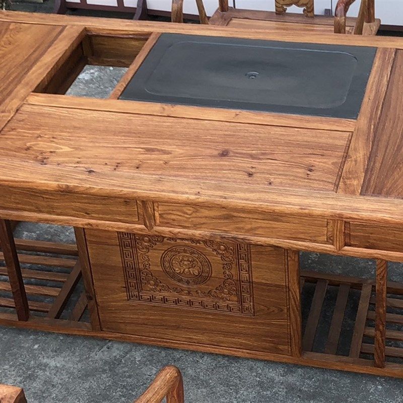 新品红木家俱非洲花梨木雨轩茶台刺猬紫檀l实木新中式茶台南宫椅