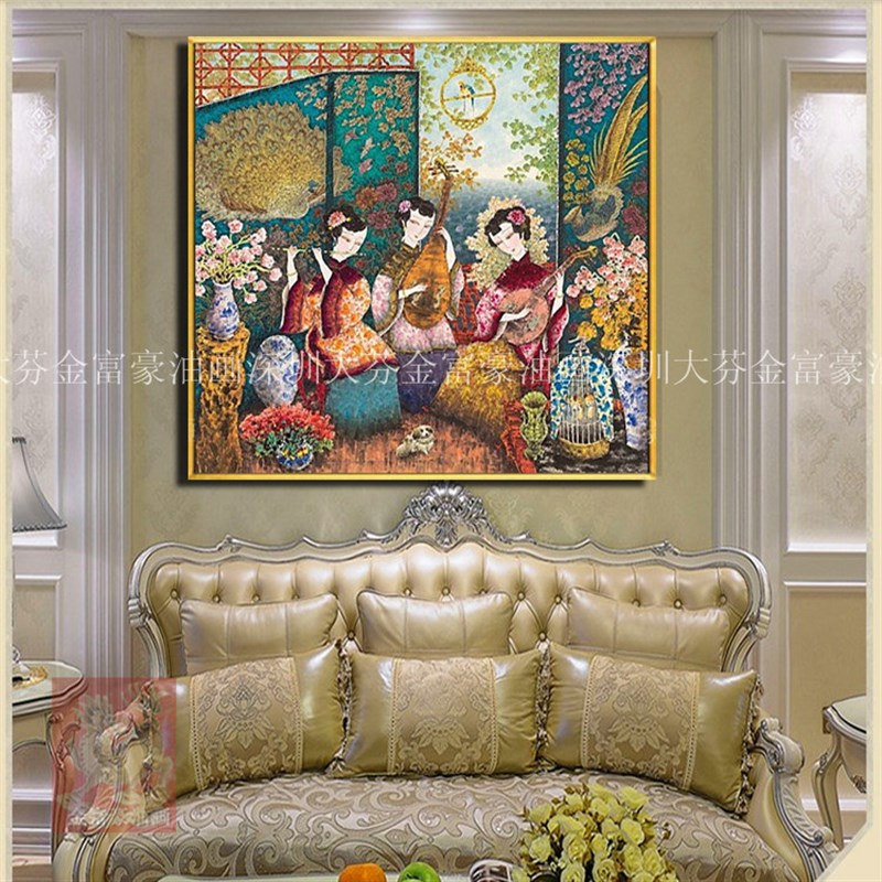 速发新中式仕女图人物装饰画玄关客厅沙发背景墙壁画餐厅酒店挂画图片