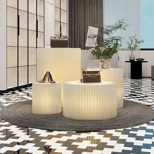 发光圆柱展台展示柜灯光展示w架商场展会置物摆件展示陈列展架摆