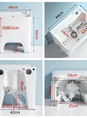 灰色高脚拖把池陶瓷家用阳台卫生间拖布池灰白加高墩布池洗拖布盆