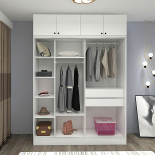 推拉门家用卧室整体衣柜定制简约现代小户型收纳柜滑动移门储物柜