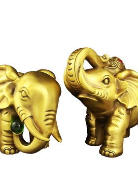 纯铜大象摆件一对吸水象财福象家居客厅装饰工艺品公司店铺礼品大