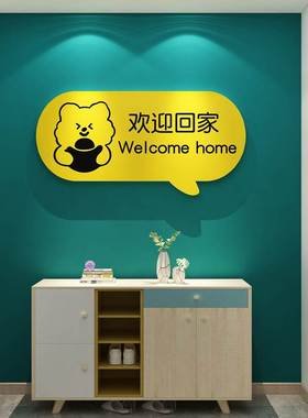 网红欢迎回家电梯门贴纸客厅玄关卧室墙面装饰品T房间创意背景布