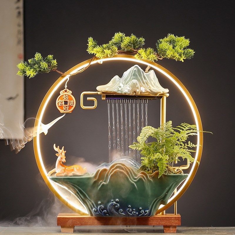 新中式招财流水摆件循环水家居客厅办公室茶桌面装饰开业乔迁礼品,家居饰品,流水摆件,淘宝优惠券,粉丝福利购,淘宝优惠卷