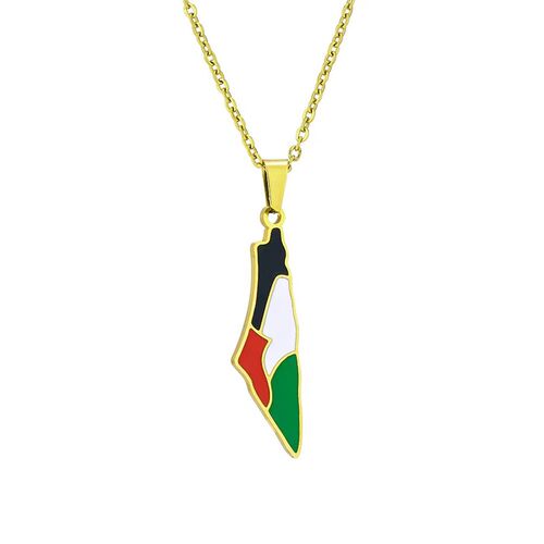 小众高货Stainless Steel Israel Map Pendant Necklace Hexagram