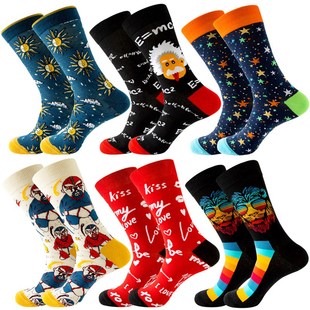 Happy Cartoon Women Novelty Socks Sock 网红New Combed Mens